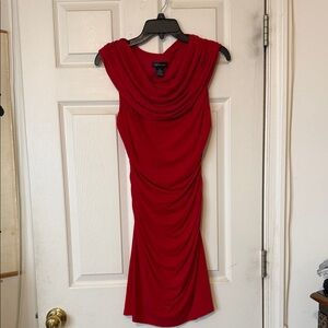 Spense Red Draped Midi Dress